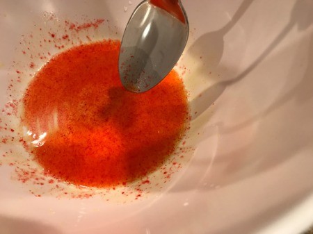 Homemade Bath Bombs - well stirred food color