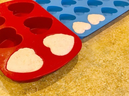 Homemade Bath Bombs - note that the mixture puffs up in pan