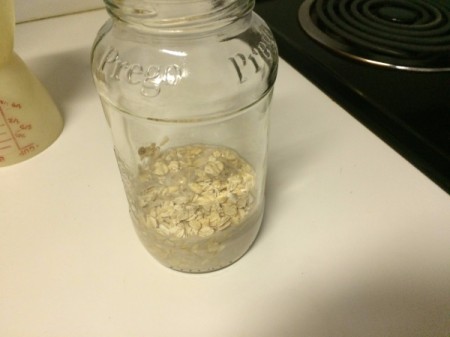 milk and oats in jar