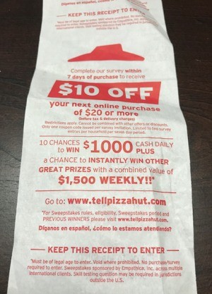 Check Receipts for Discounts - discount offer on back side of receipt