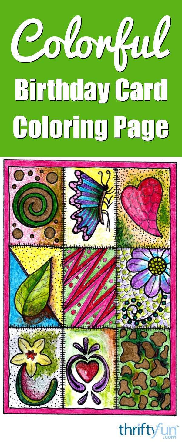 colorful birthday card coloring page thriftyfun