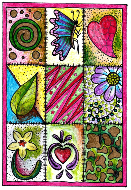 Colorful Birthday Card Coloring Page - colored page