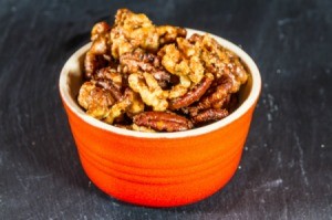 Walnuts flavored with rosemary and other spices.