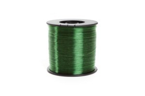 A spool of green colored fishing line.