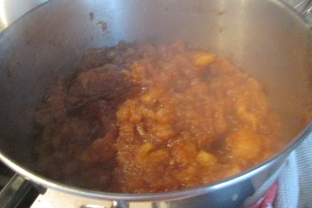Homemade Chunky Applesauce in pan