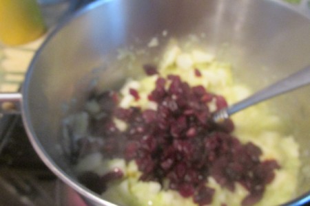 raisins added to pan