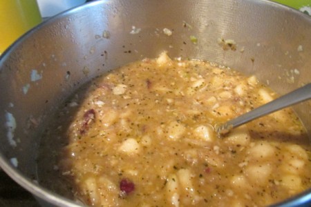water added to stuffing in pan