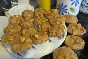 Apple muffins on plate