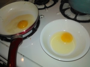 Crack Eggs into Separate Bowl - egg in a bowl ready to fry