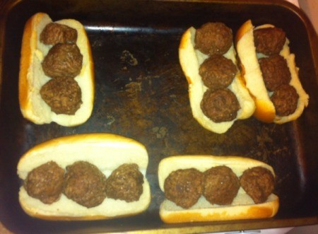 meatballs on hotdog buns
