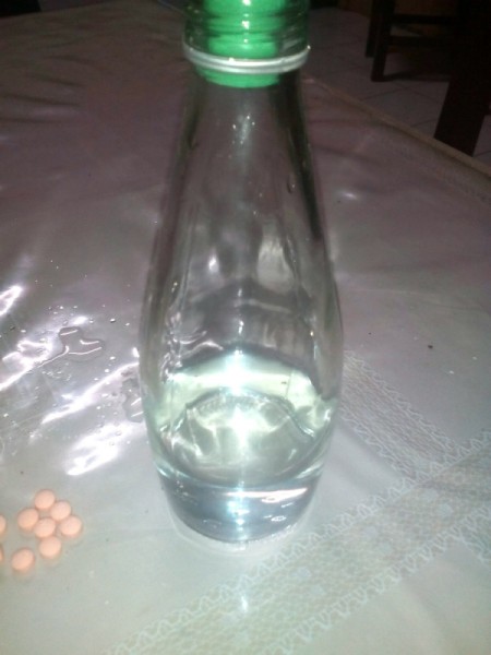 DIY Lava Lamp - fill bottle 1/4 up with water