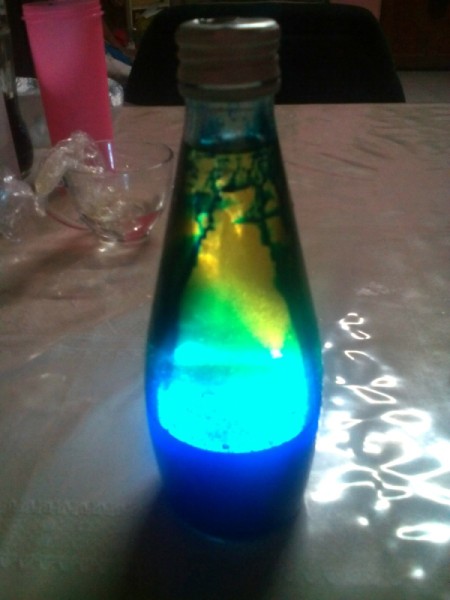 DIY Lava Lamp - place battery operated light behind the bottle