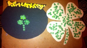 Hole-Punch St. Patrick's Day Art - finished pot of gold and clover