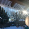 Icicles coming off a corrugated roof (Hillsboro, OR)