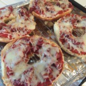 Pizza Bagels on grill