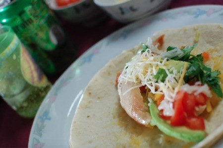 filling on taco shell