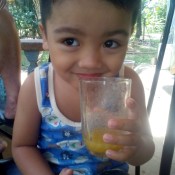 boy drinking smoothie