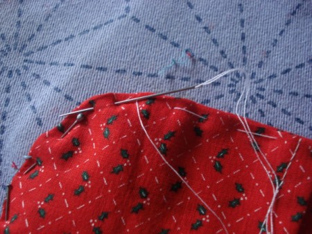 Pot Holders from Shoulder Pads - pin mini pieces to main piece