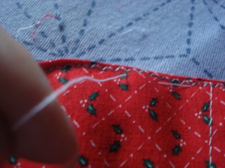 Pot Holders from Shoulder Pads - remove pins and basting stitches