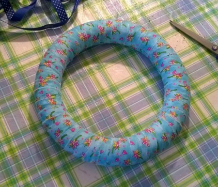 Spring Seed Packet Wreath - fully fabric wrapped ring