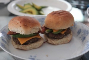 assembled mini burger sliders on plate