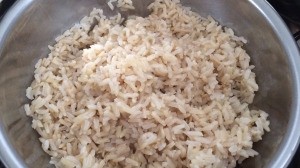 fluffed cooked brown rice