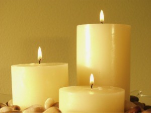 Three pillar candles.