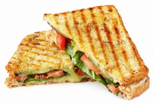 A grilled panini sandwich.