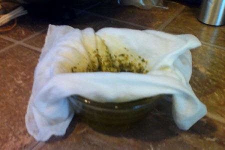 strained oil through cloth