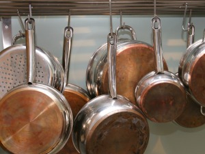 Hanging Copper Bottom Pans