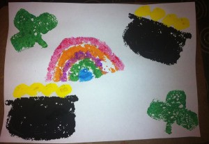 St. Patrick's Day Sponge Paintings - combined shapes print