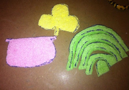 St. Patrick's Day Sponge Paintings - cut out the shapes