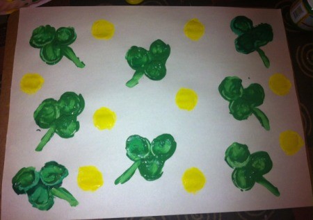Shamrock Stencil Painting - the short tube can be used to make gold coins if desired