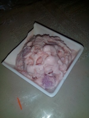 dish of purple yam homemade ice cream