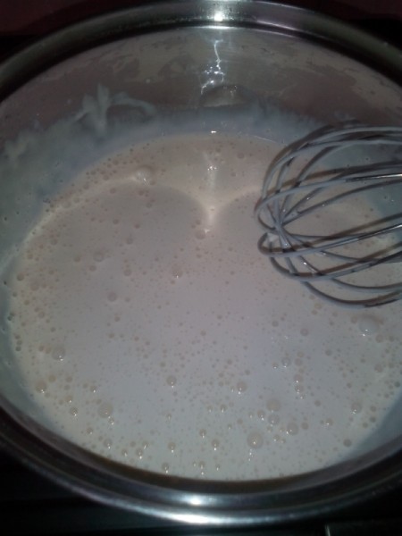 mixing cream in bowl
