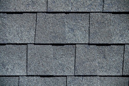 A row of shingles on a wall or roof.