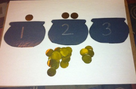 Pot of Gold Number Matching - lay the correct number of coins with each pot