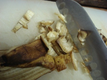 Homemade Fertilizer from Kitchen Scraps - chopped banana peels