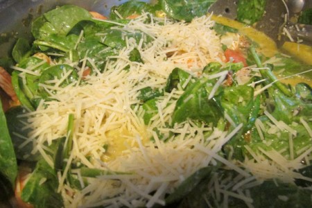 parmesan added to dish