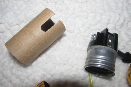 Rewiring a Living Room Lamp - remove cardboard cover on socket