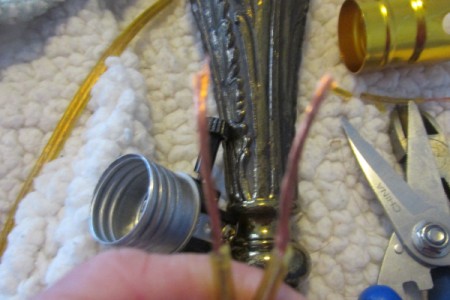 Rewiring a Living Room Lamp - loosen screws and wrap wires