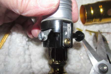 Rewiring a Living Room Lamp - closeup