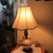 Rewiring a Living Room Lamp - finished lamp with shade and turned on