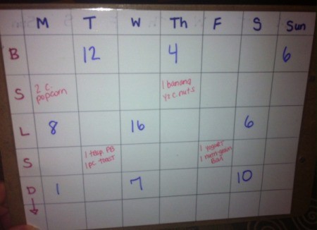 DIY Weekly Meal Planner - snacks listed