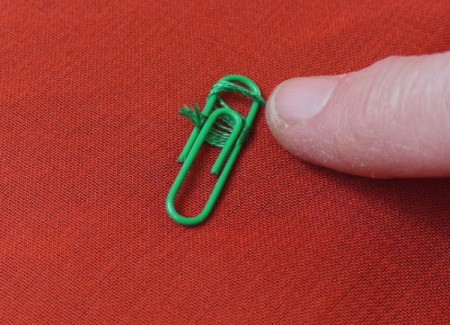 Paperclip and Bead Wrapped Earrings - begin wrapping floss around clip