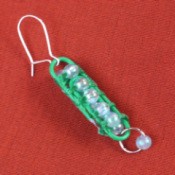 Paperclip and Bead Wrapped Earrings - full view of earring with wire attached