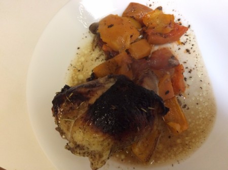 Honey Balsamic Chicken and veggies on plate