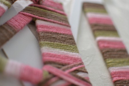 Yarn Wrap Letters and Hanger - closeup of wrapped letters