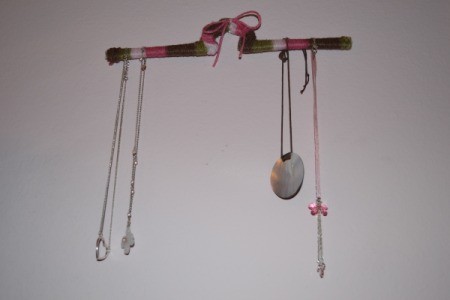 Yarn Wrap Letters and Hanger - wrapped hanger as jewelry holder
