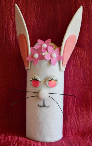 Upcycled Easter Bunny Craft - closeup of finished bunny